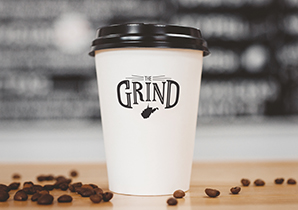 White to-go cup says Grind WV