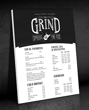 Grind WV dine-in menu