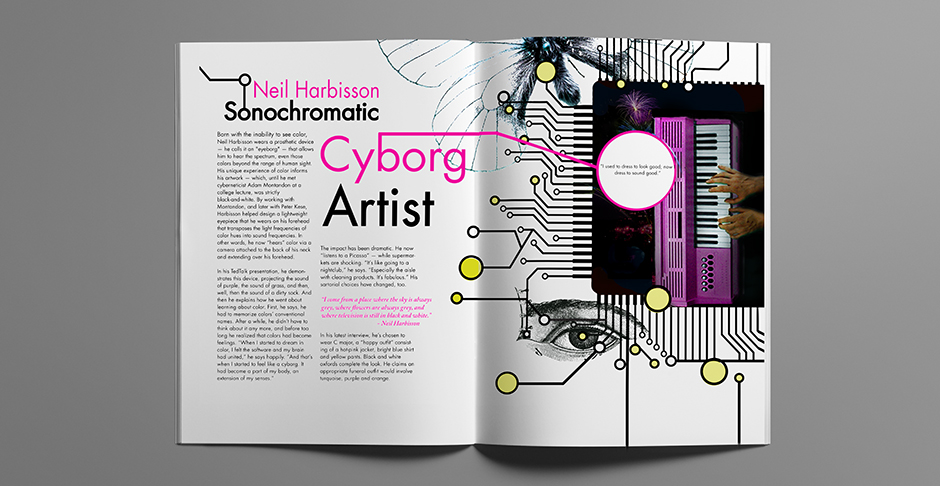 Magazine Spread about Neil Harbisson